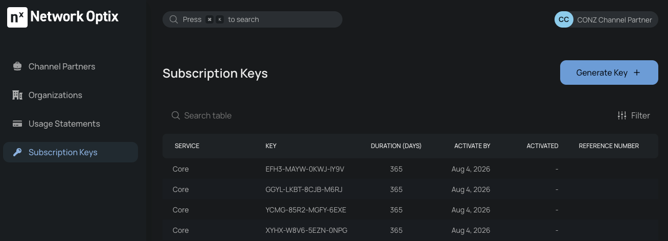 Subscription Key Ropro Subscription Keys - Nx Connect